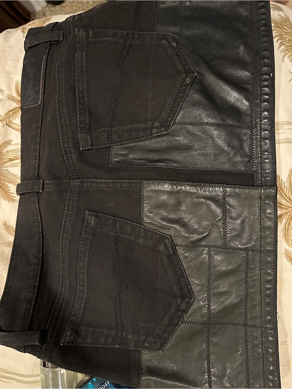 Slim Straight Black Patchwork Men's Jeans
